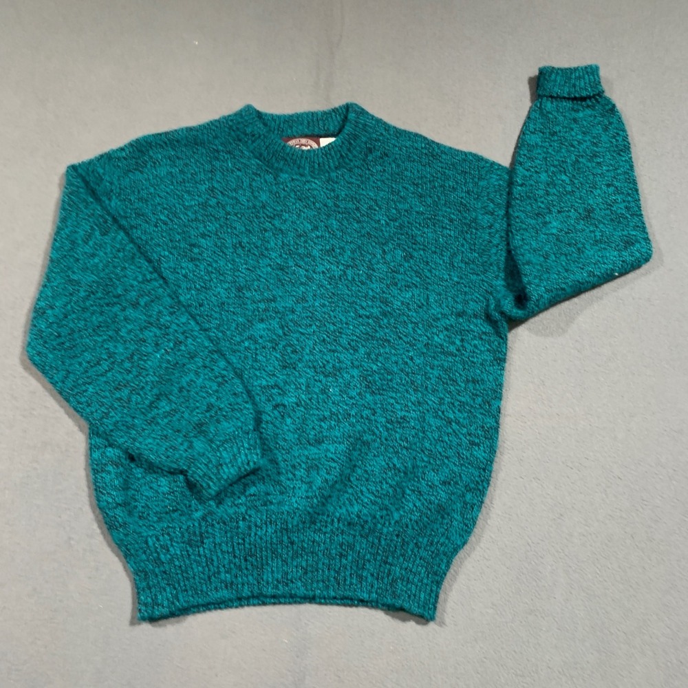 Victoria Dry Goods Vintage 90s Wool Blend Marled‎ Crewneck Sweater Teal Green L